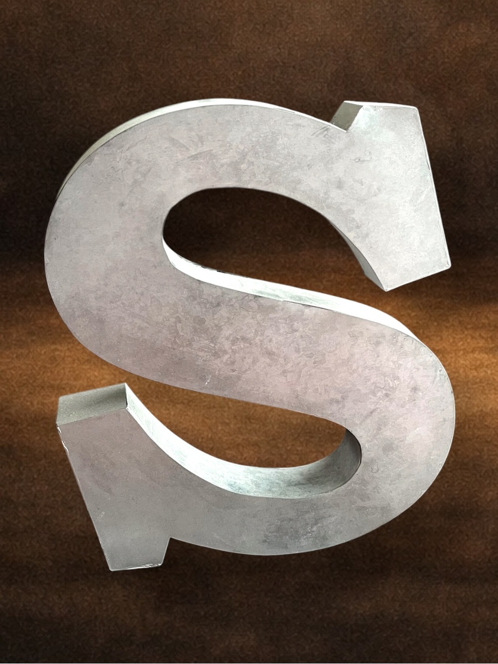 Rustic Industrial Metal Wall Letter S Decor 11x9.5